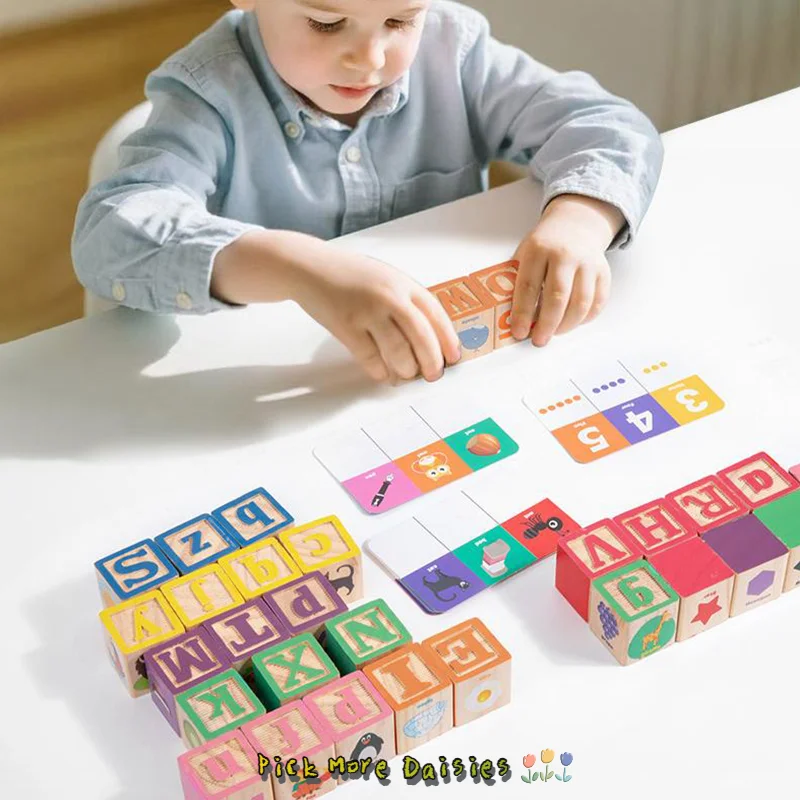 Montessori Holz Anzahl Blöcke Frühen Lernen Spielzeug Für Kinder Buchstaben Form Farbe Tier Erkenntnis Vorschule Pädagogisches Puzzle
