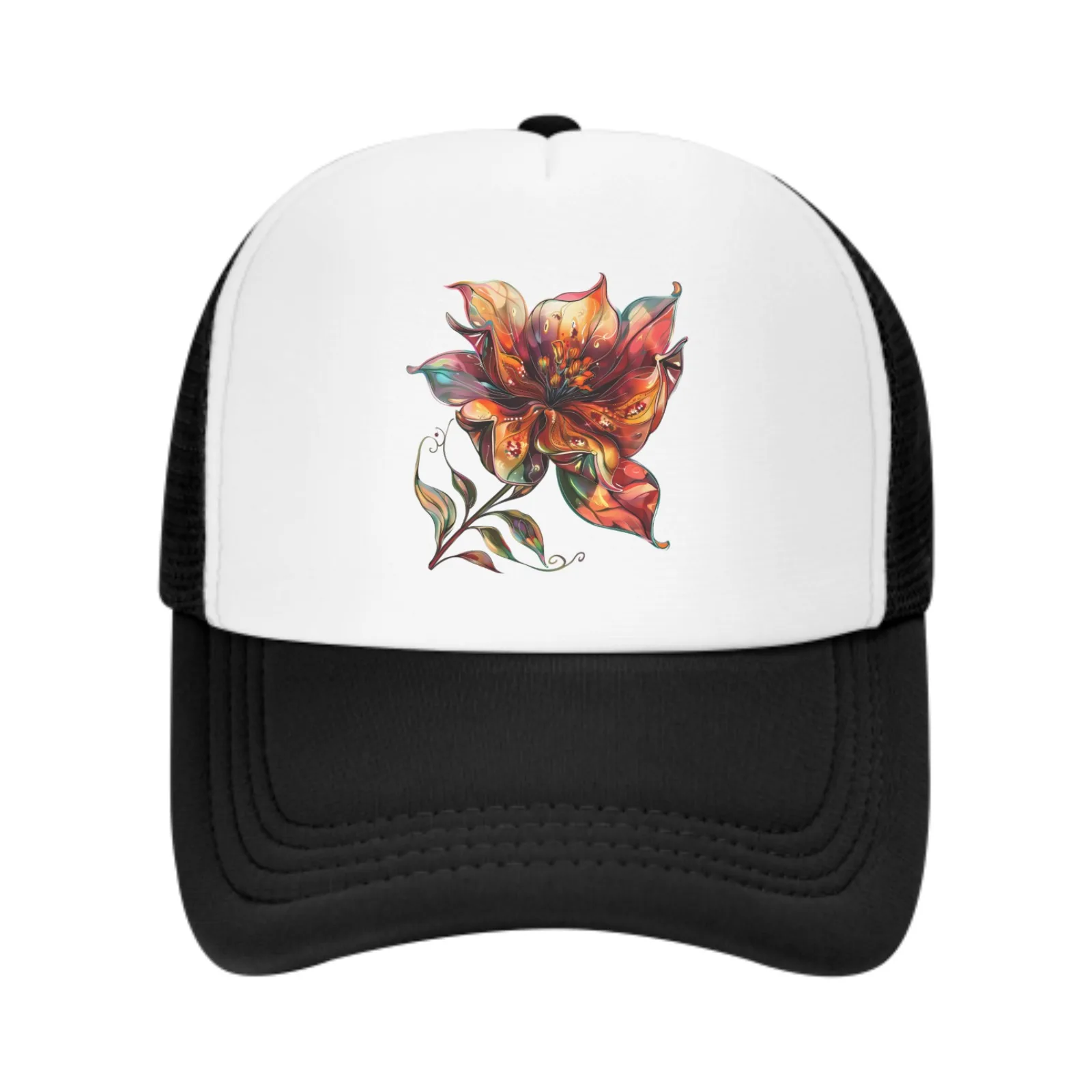 Colorful Petals Fashion Baseball Hat Breathable Adult Cap Outdoor Mesh Hat Travelling Sun Protection Casquette For Men Women