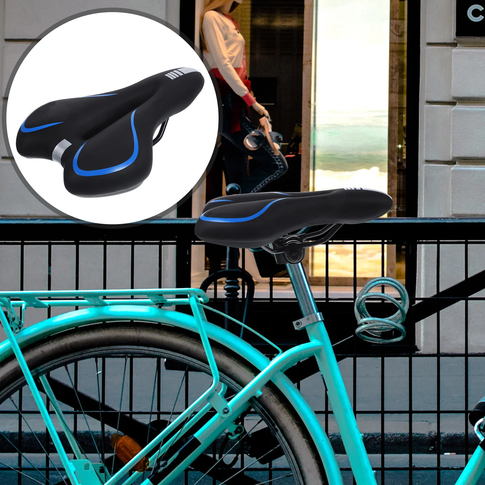 

Thicken Bike Saddle Universal Silicone Seat For Road Cycling Long Ride Comfort Lightweight Cushion Pad Reflective