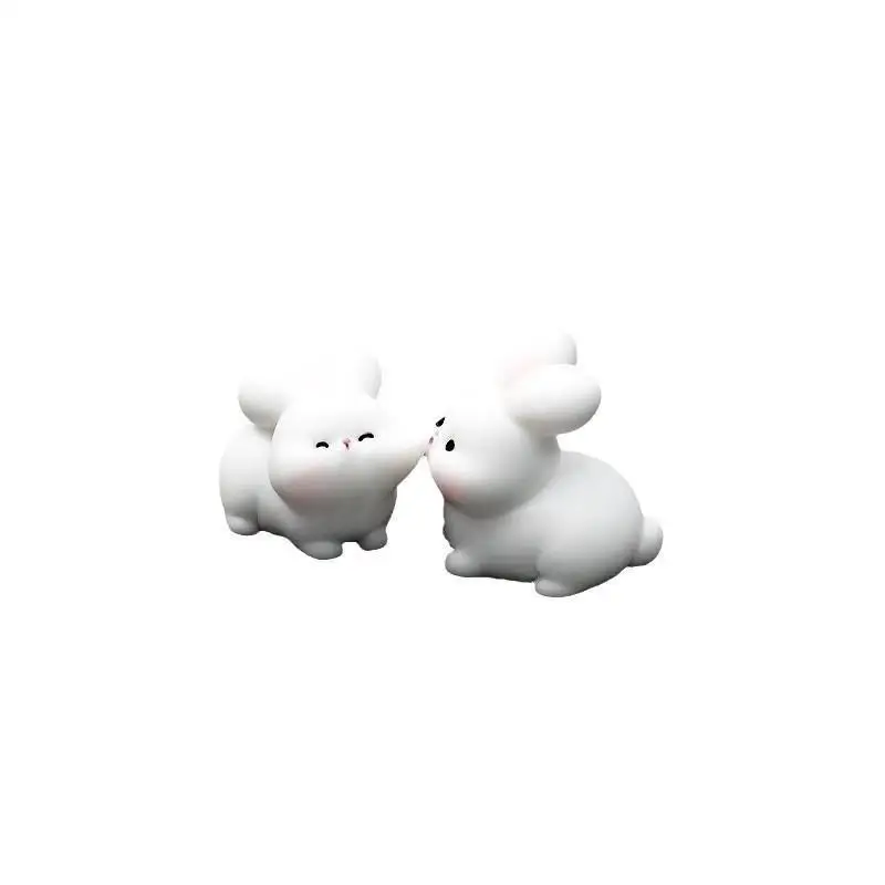 Cute Mini Cartoon Kissing Rabbit Cat Frog Car Ornaments Smooth Surface For Car Dashboard Home Desktop Decor