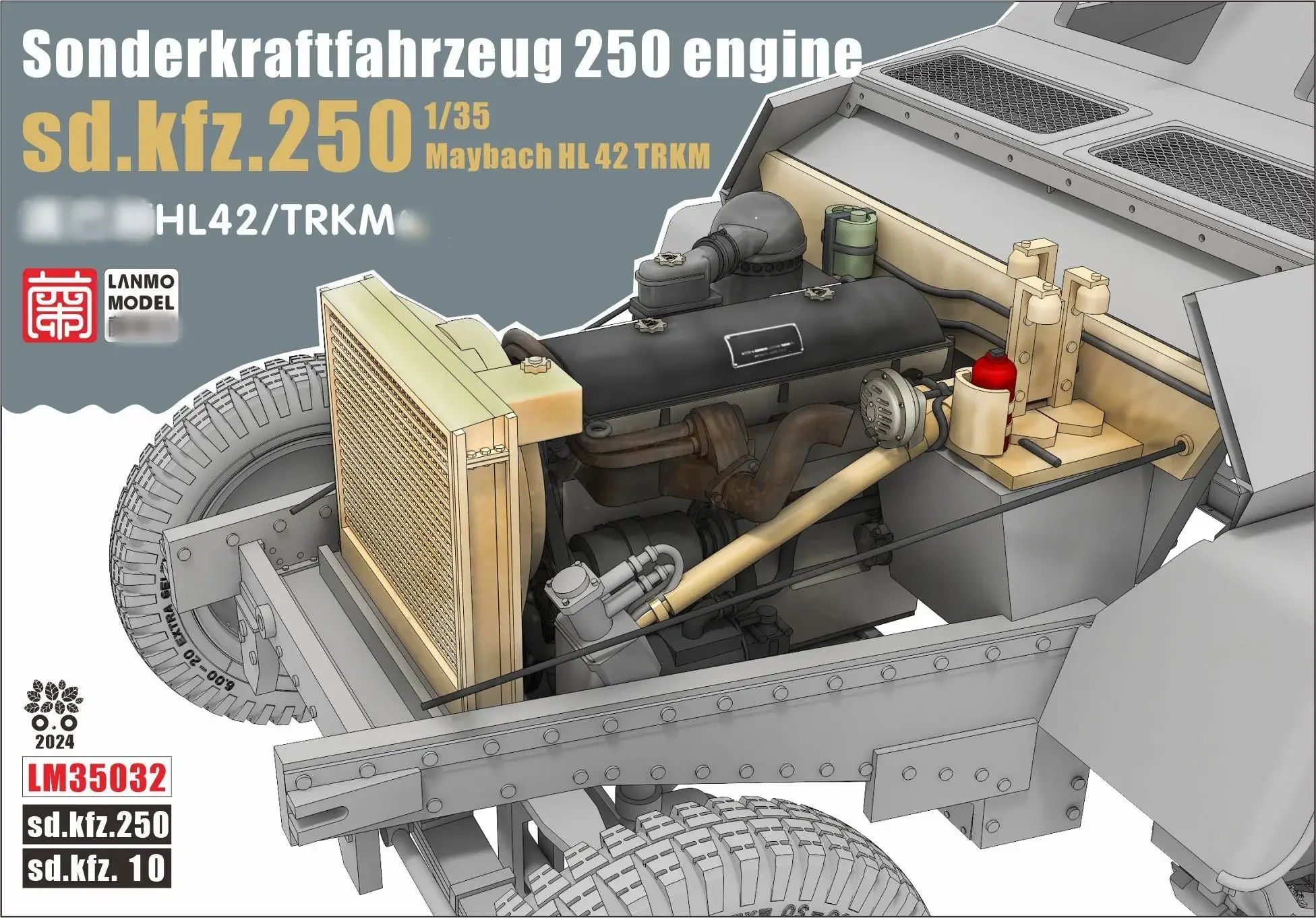 Heavy Hobby Lanmo LM-35032 1/35 Scale Sd.kfz.250 Maybach HL42 TRKM Engine Compartment