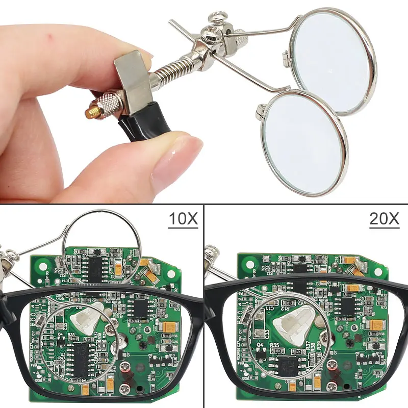 Clip Magnifier Double Lenses Magnifying Glass 10X Portable Mini Monocular Magnifier Rotable Glass Lens Stainless Steel Frame