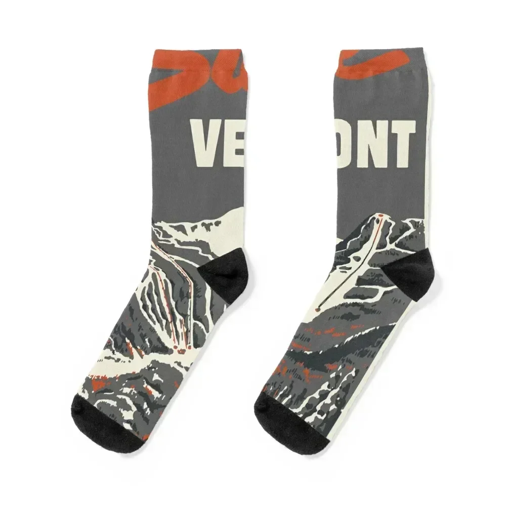 

Stowe Vermont Vintage Ski Poster Socks FASHION loose Crossfit colored Men Socks Luxury Brand Women's