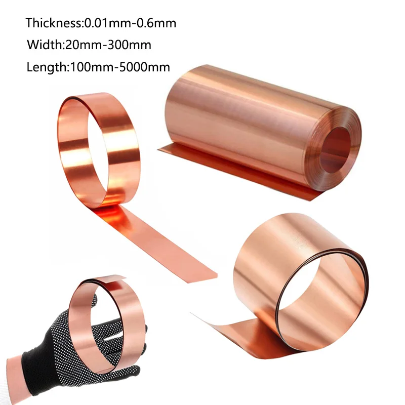 Folha de Cobre Pura Folha de Cobre Espessura 0.010.6 mm 20100 mm x 100 Mm-1000 mm 1pc