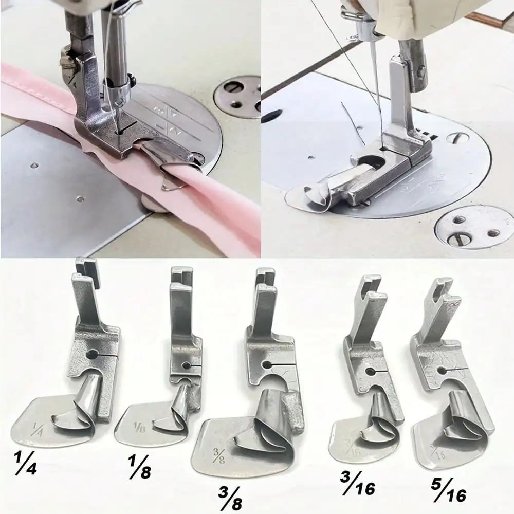 1PCS Industrial Sewing Machine Curved Hemming Foot 1/8