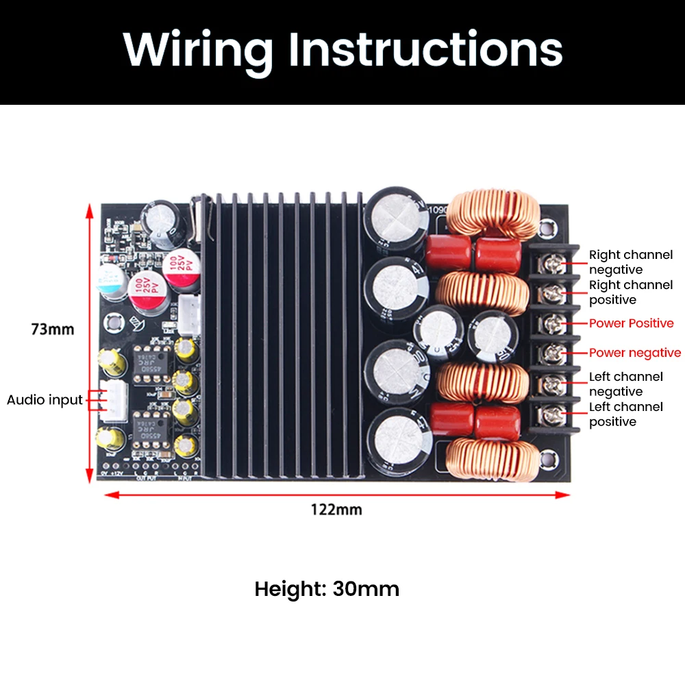 TPA3255 2.0 Digital Mini Amplifier Board Strong High Power 300W + 300W Class D Digital Amplifier Board Stereo Module DC19-50V