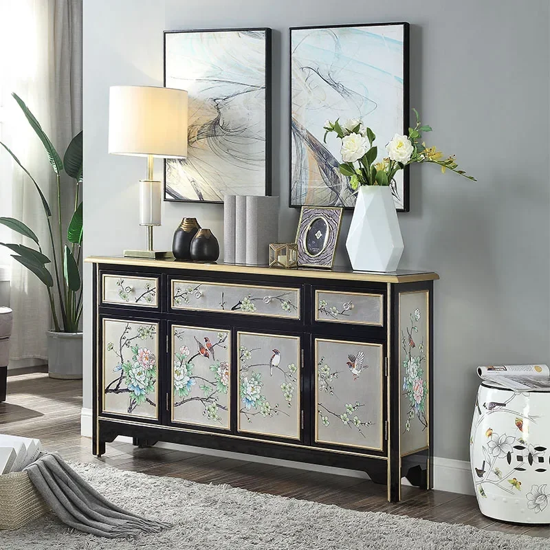 

New Chinese-style entrance cabinet, feng shui against the wall, entering the door hall, screen partition cabinet