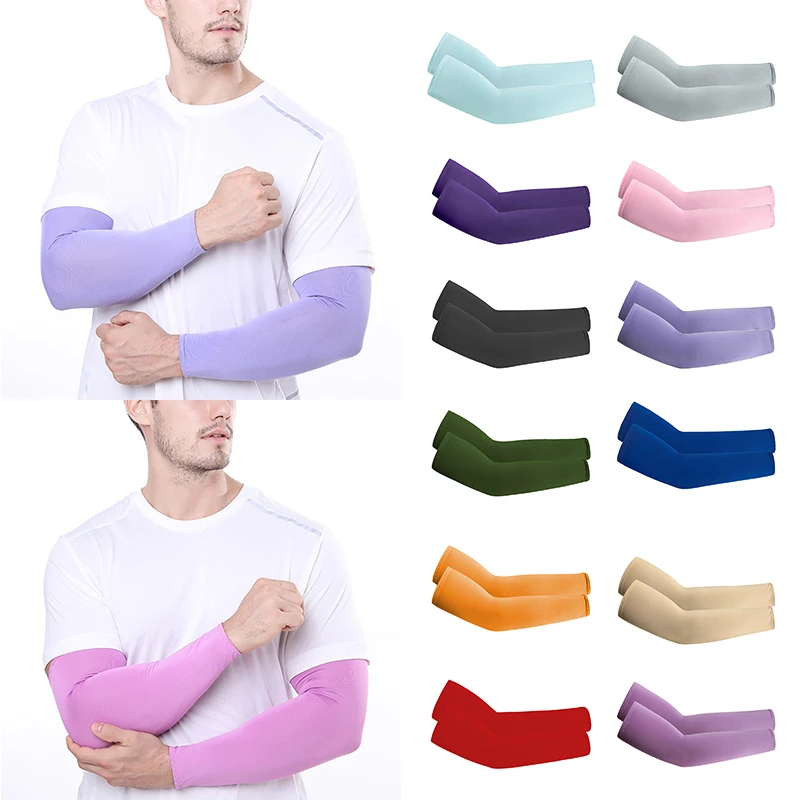 Mangas de brazo de protección Uv, cubierta de protección solar, transpirable, para ciclismo, correr, guantes largos sin dedos, Color sólido