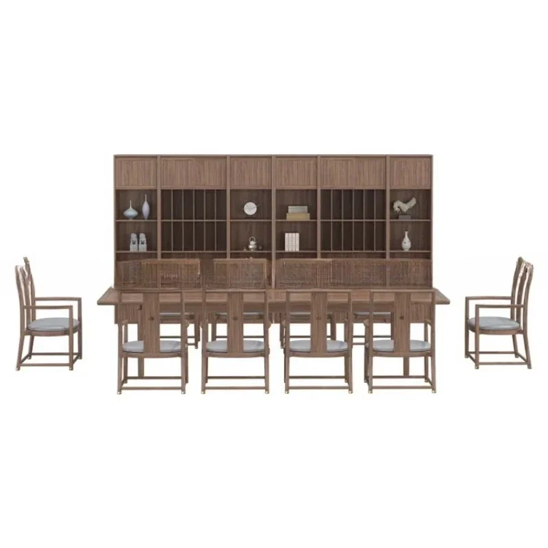 Modern desk high-end solid wood conf erence tabl e and ch air offic e bus iness rece ption multi-per son de sk