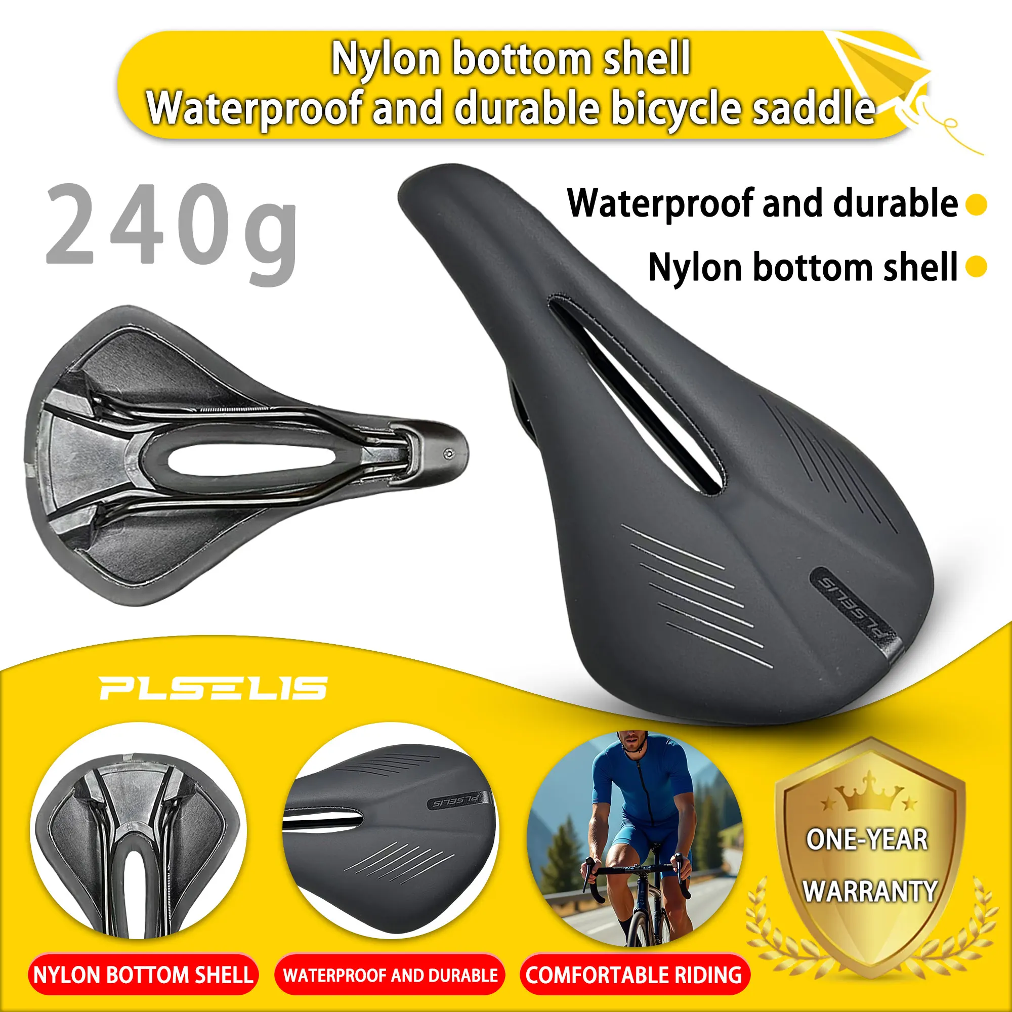 Plselis Rennradsitz aus weichem Schwamm, wasserdichter, leichter Fahrradsitz, Fahrradsattel-Reitausrüstung mit einem Gewicht von 315 g. .