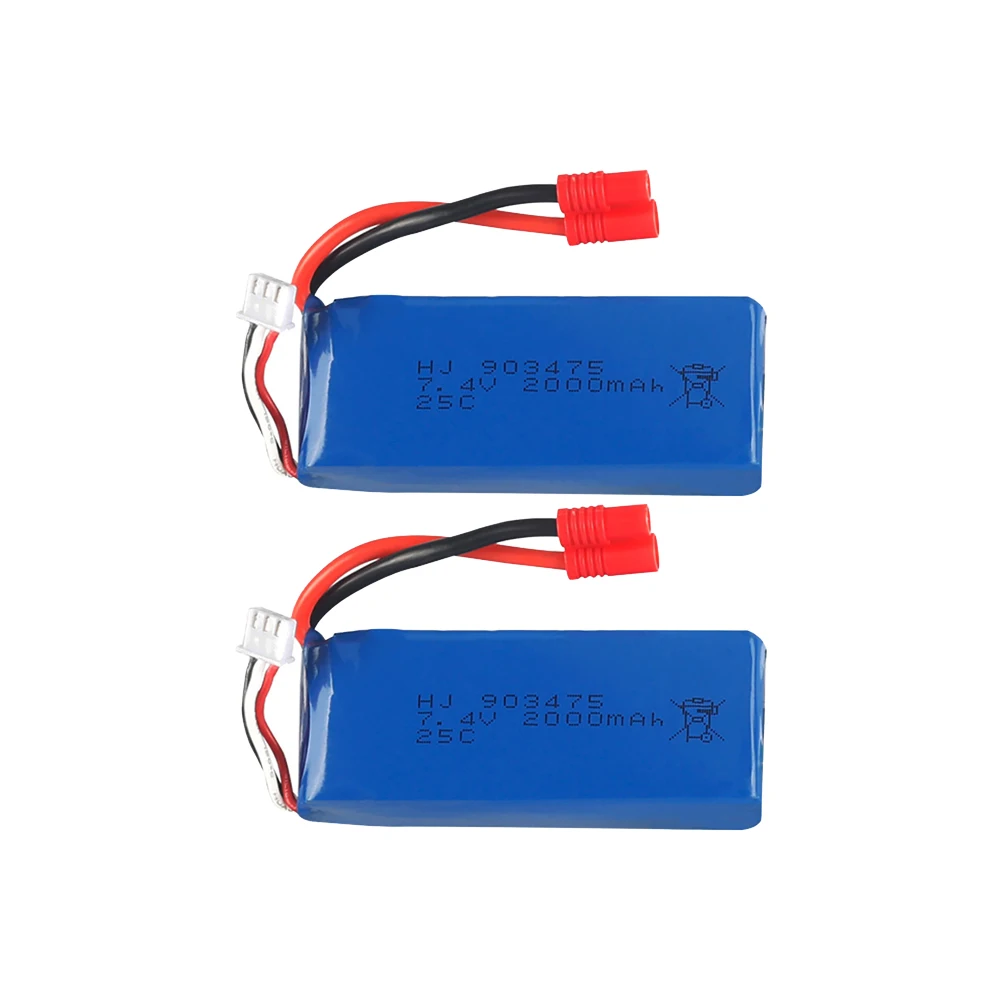 Batería Lipo de alta capacidad, 7,4 V, 2000mAh, con cargador USB, Cable 3 en 1 para cuadricóptero SMRC X8C X8W X8G 903475   Batería Lipo de 7,4 V