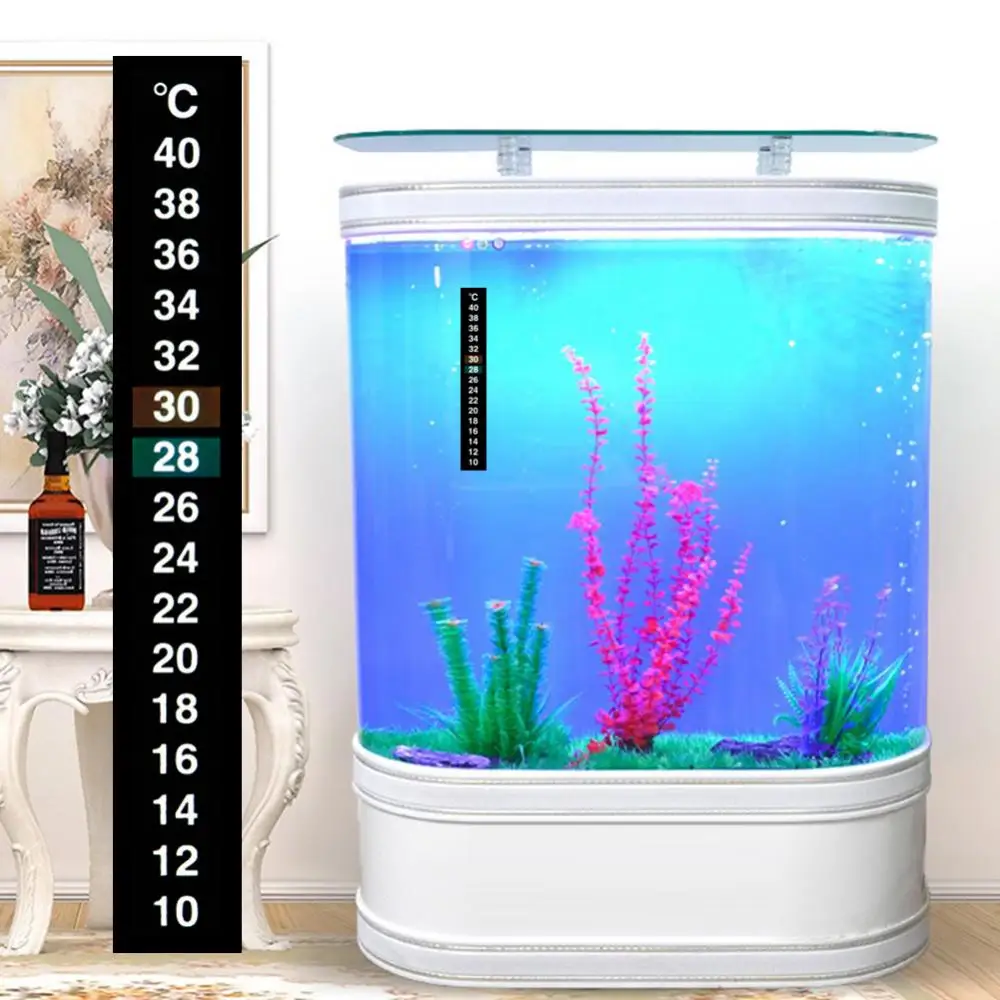 Aquarium Thermometer Dual Scale Fish Tank Liquid Temperature Tester Sticker Fahrenheit Digital LCD Display Adhesive Strip 1PCS