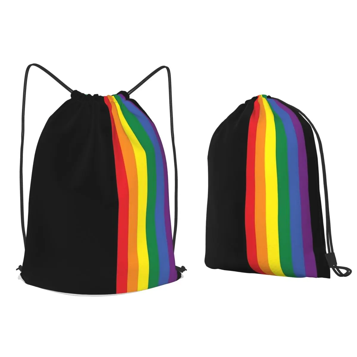 Rainbow Pride LGBT Strip Backpacks Casual Drawstring Bags Sports Bag Book Bags for Man Woman Students