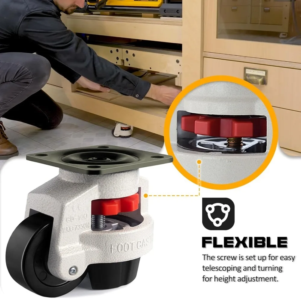 Heavy Duty Leveling Machine Caster Adjustable Height Universal Anti-slip Wheel Machinery Caster for Vending ,Workbench Machine