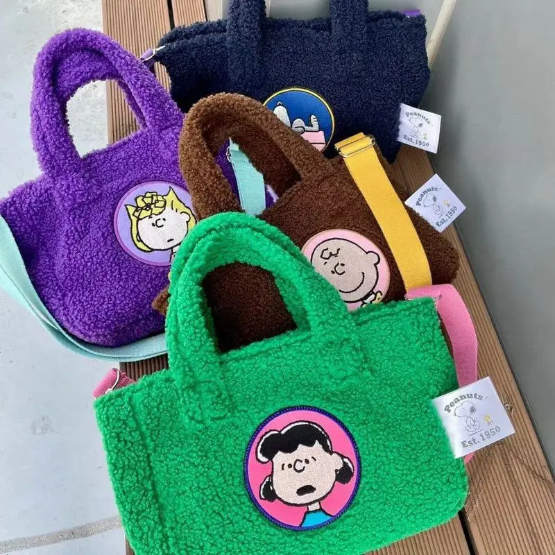 2024 Snoopy Serie Plush Cute Cartoon Anime Tote Shoulder Bag Embroidered Handbag Women Girl Fashion Casual Crossbody Bag Gift