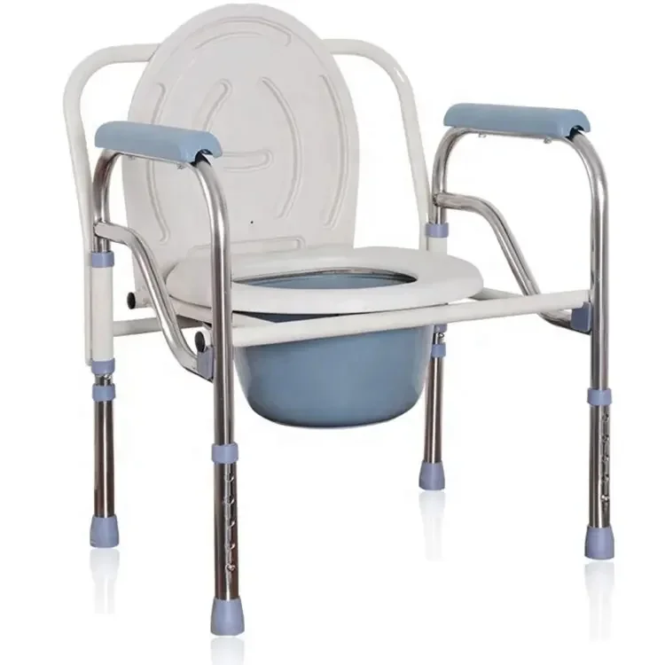 

Hot Sale Lightweight Adjustable Height Steel Commode Toilet Chair Medical Shower Bath Seat