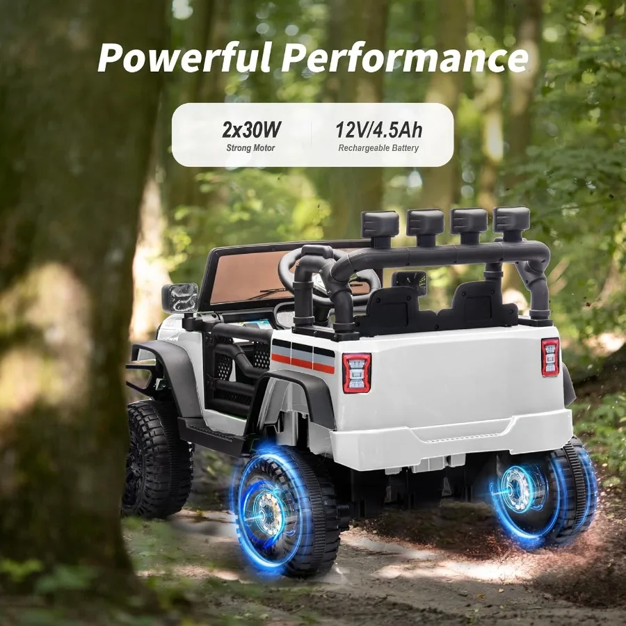 12V Ride on Car Truck Electric Vehicles Car Ride on Toy for Toddlers 3-5 with Remote Control - White