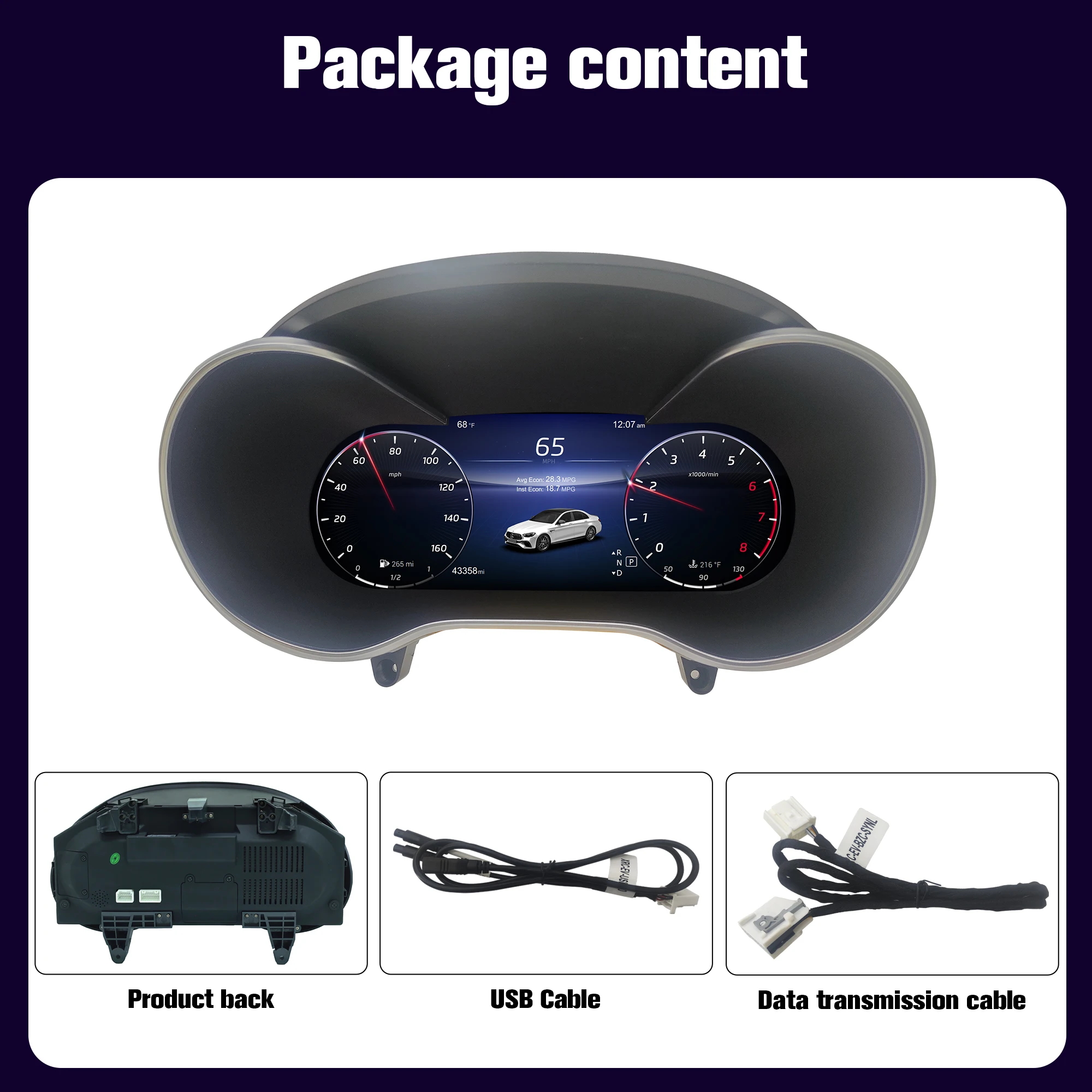 ClusterFor مرسيدس بنز C200L C/GLC W205/W253 لوحة القيادة عداد السرعة LCD لوحة أدوات أداة رقمية 7UI #6