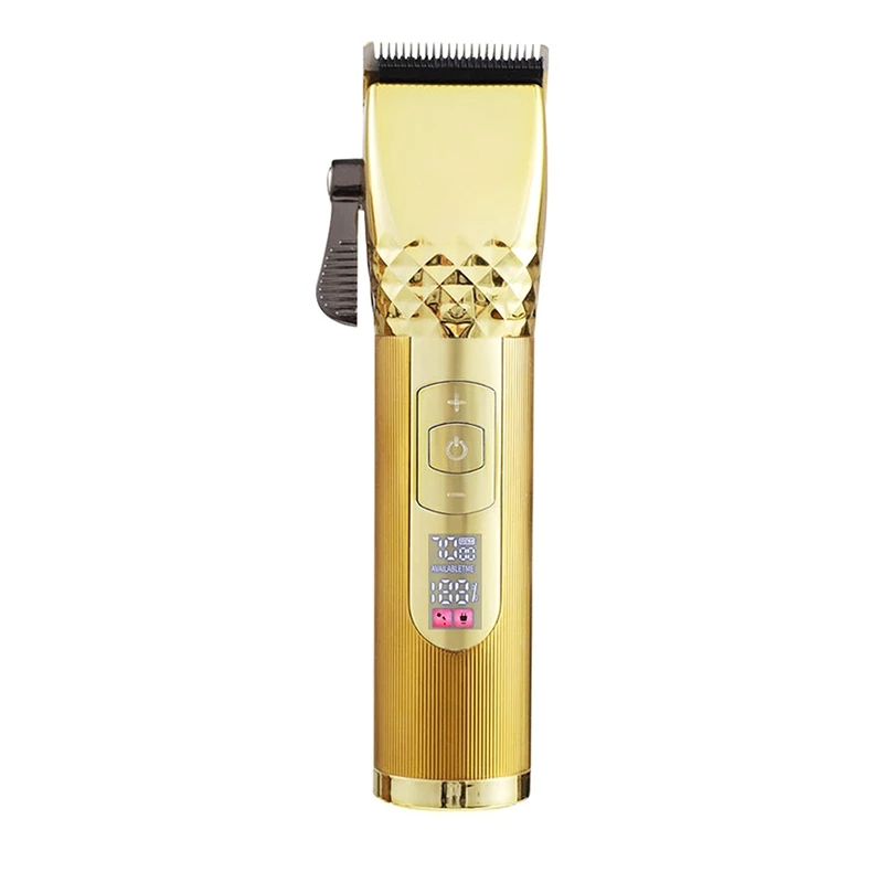 Professional Hair Trimmer Men Rechargeable Hair Trimmer Metal Liquid Crystal Digital Display Hairtrimmer Gold