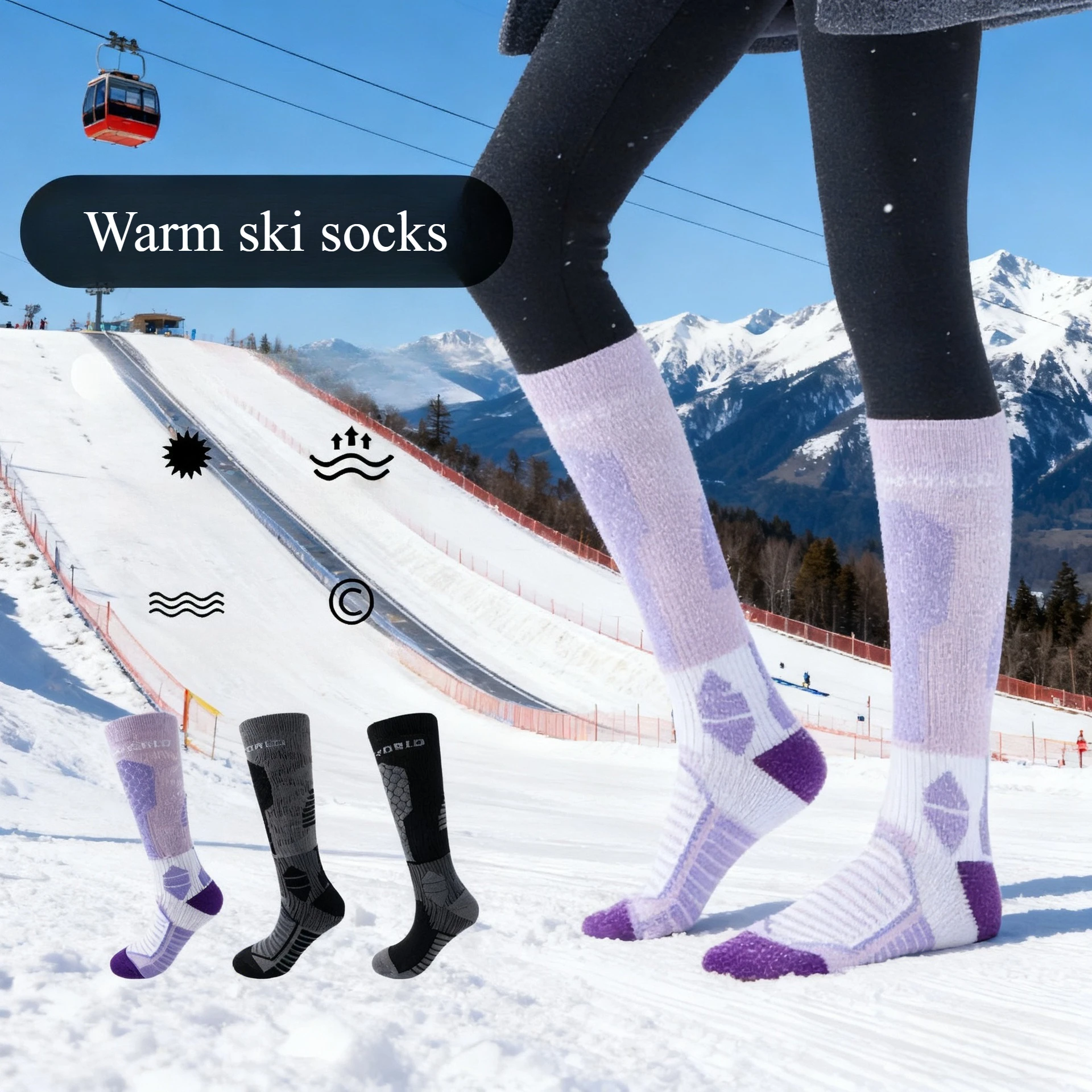 

Толстые лыжные носки, спортивные теплые зимние носки, мужские и женские длинные носки-трубочки, походные носки под давлением, носки средней высоты.