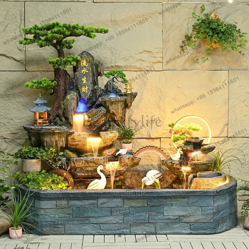 Rockery Fish Tank Floor-standing Water Flow Ornament Water Curtain Wall Screen Decoration