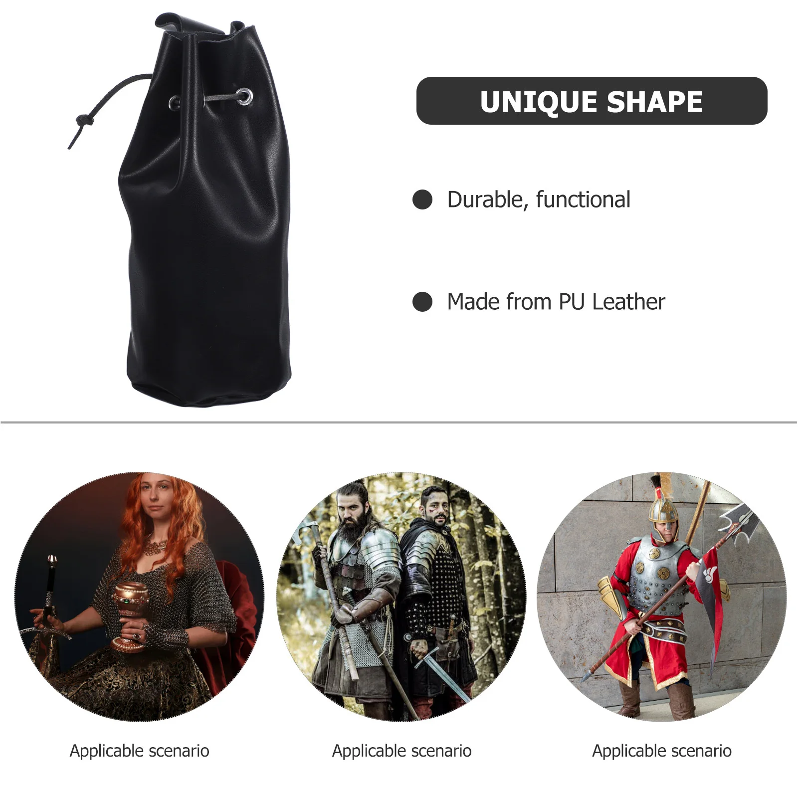 Marsupio medievale con coulisse Marsupio in PU Custodia rinascimentale vintage Accessori per costumi cosplay Fornitura per feste