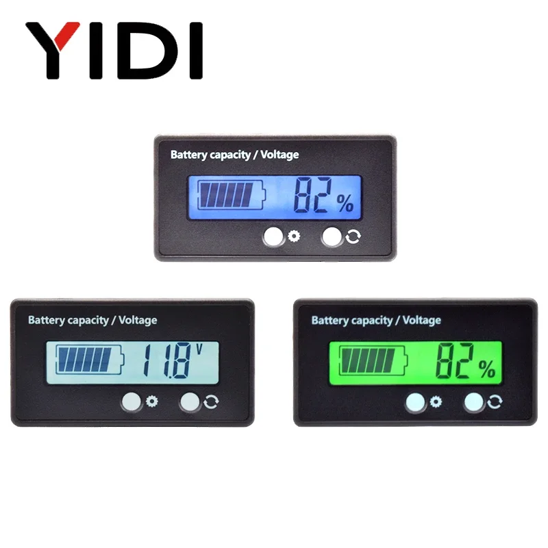 Acid Lead Lifepo4 Lithium Battery Capacity Indicator LED Digital DC Car Motorcycle Voltmeter Voltage Meter 12V 24V 36V 48V