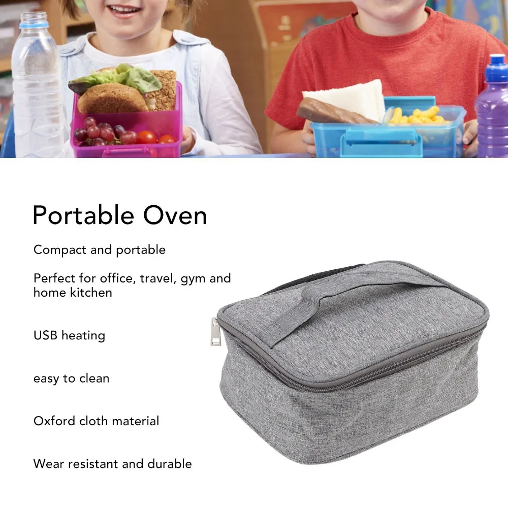 Practical 5V Heated Lunch Box 9W Oxford Cloth Food Warmer Bag Portable Oven Outdoor Use