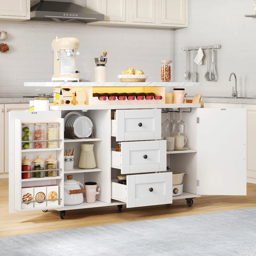 Isla de Cocina Móvil con Superficie