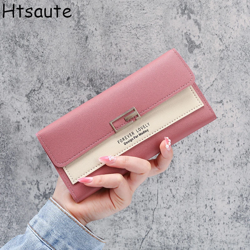 Fashion Women Wallets Simple Zipper Purses Black White Gray Red Long Section Clutch Wallet Soft PU Leather Money Bag