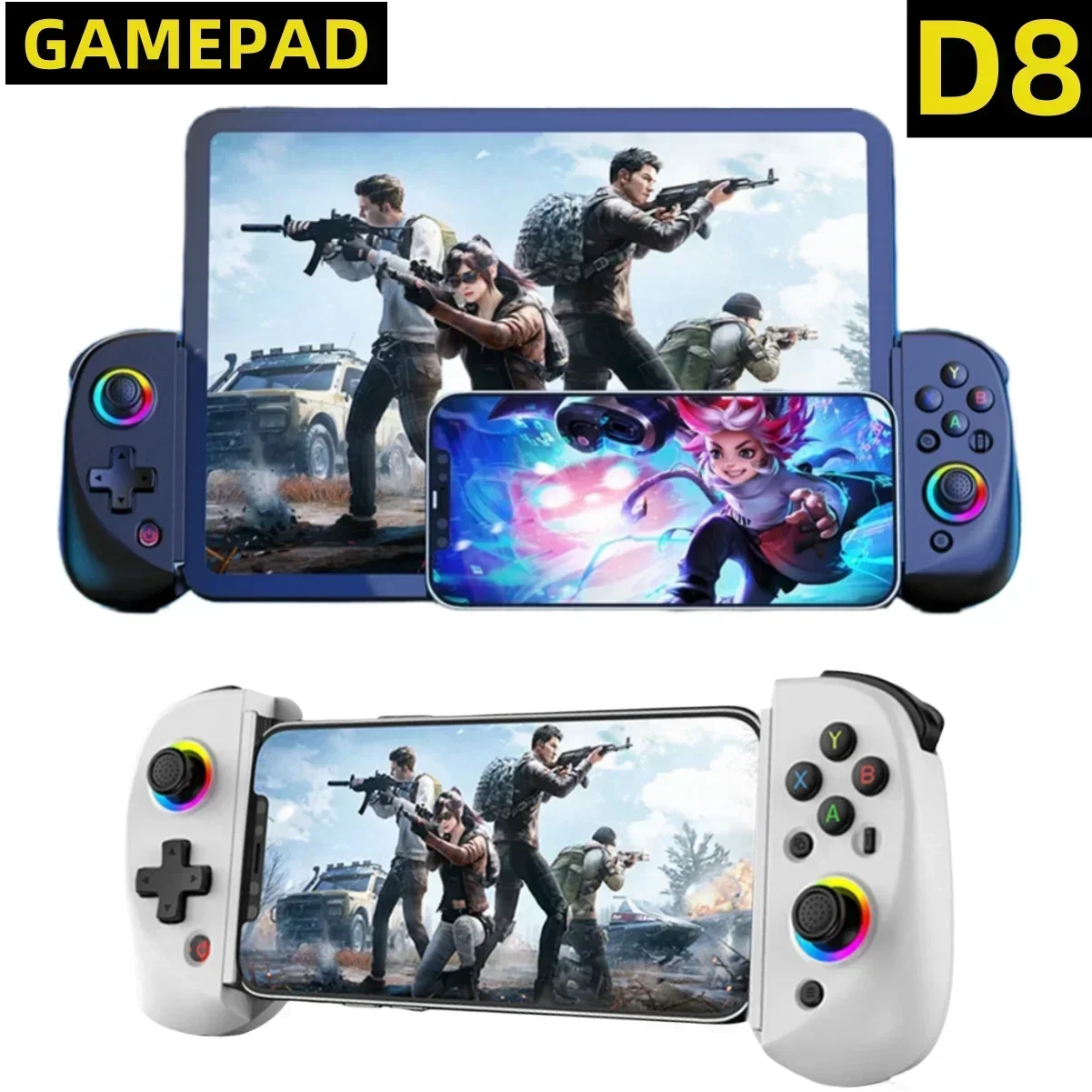 

D8 Telescopic Gamepad Controller Joystick Turbo 6-axis Gyro Vibration Wireles Bluetooth 5.2 for Android IOS PS3 PS4 Switch IPad