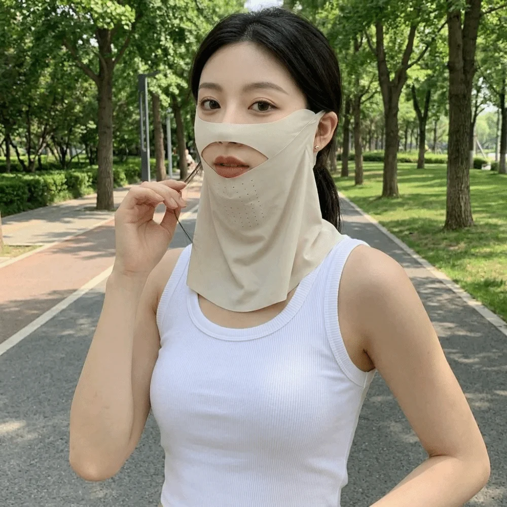 Protector facial delgado estilo cabina, material a prueba de rayos UV, protección para el cuello, parasol protector de cuello, se puede beber agua, máscara transpirable para ciclismo