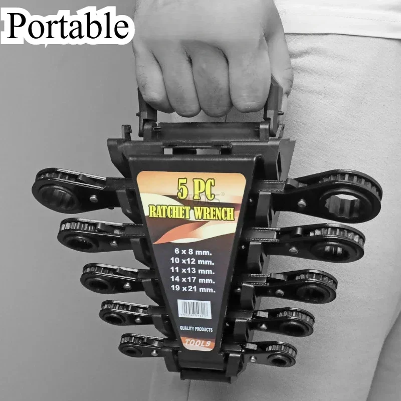 Portable Ratchet Wrench Set with Storage Tools Adjustable Durable Multi Size Available At Both Ends Repair Wrench Hand Tools