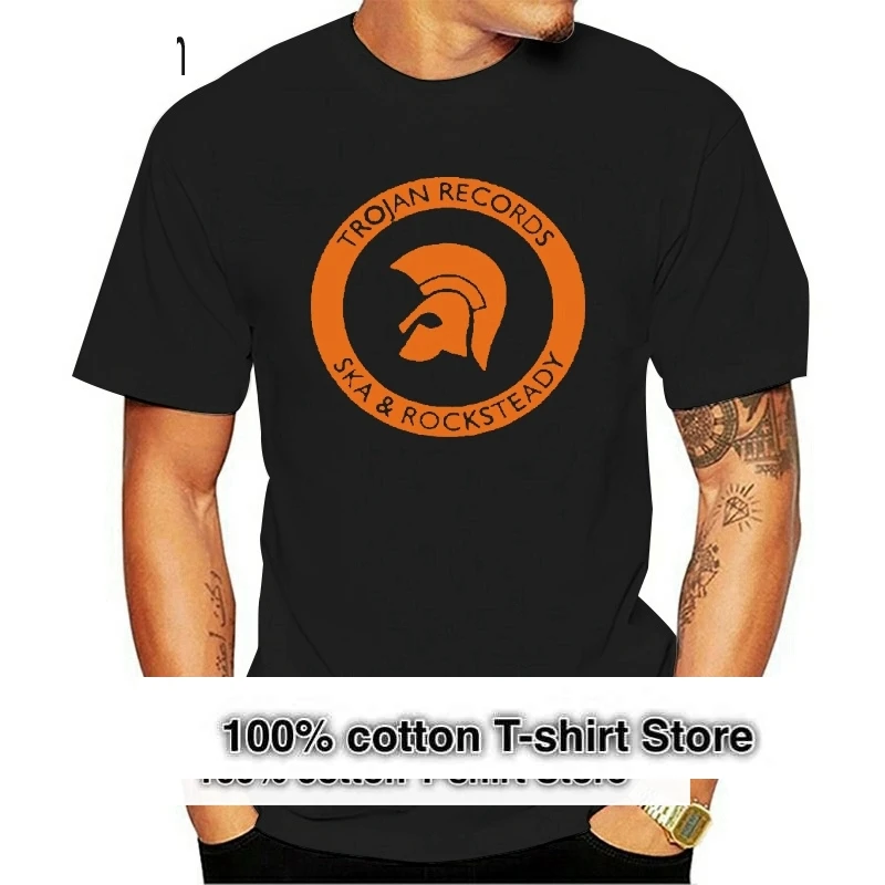 designer t shirt TROJAN RECORDS SKA ROCKSTEADY  ORANGE Printed 2024  Summer Design Short sleeve O-Neck T-Shirt