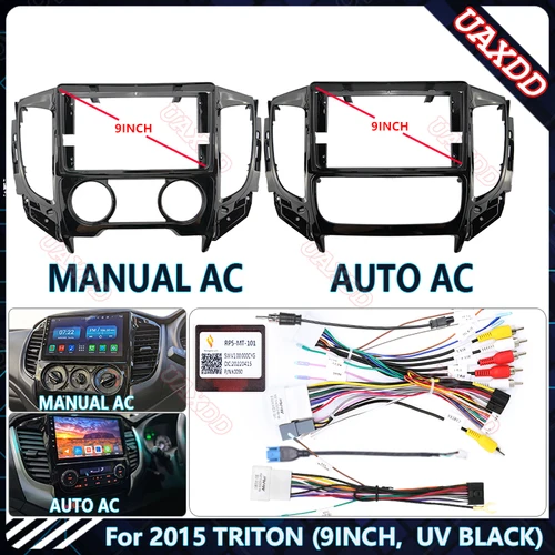 2 Din coche DVD CD Radio Android para 2015 TRITON 9 pulgadas audio estéreo pantalla reproductor de vídeo multimedia navegación arnés cables marco