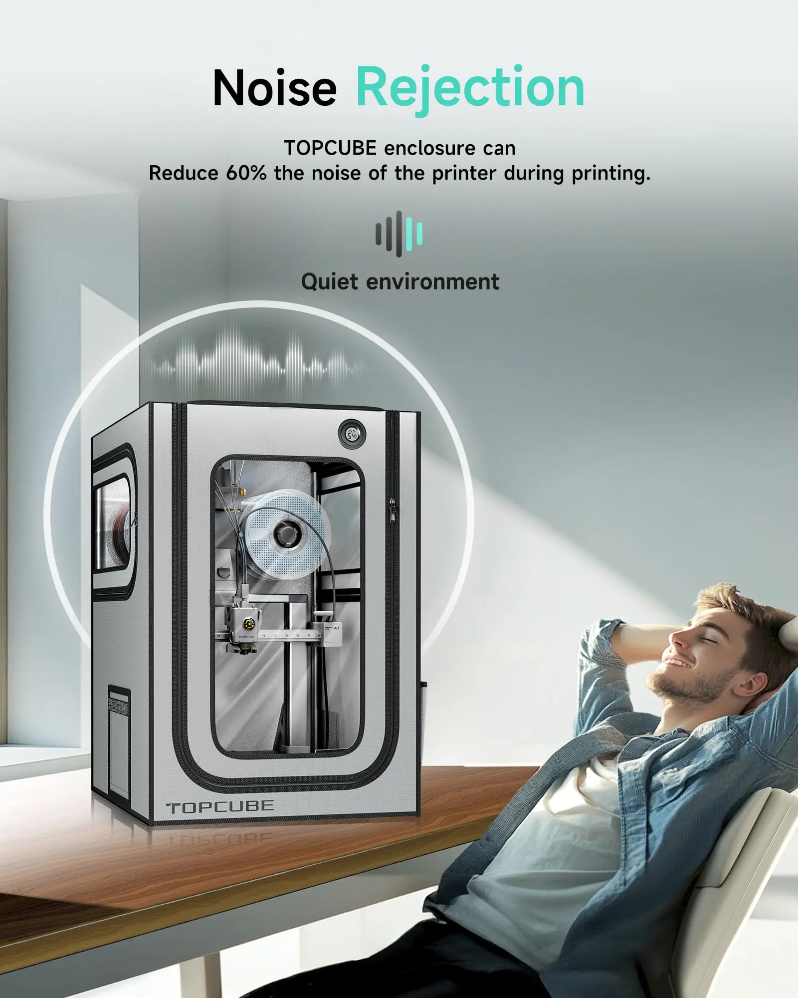 Obudowa do drukarki 3D Bambu Lab A1/A1 Mini Yoopai, do Bambu A1, Bambu A1 Mini Combo AMS Lite, wewnętrzne światło LED, temperatura — zdjęcie produktu 3