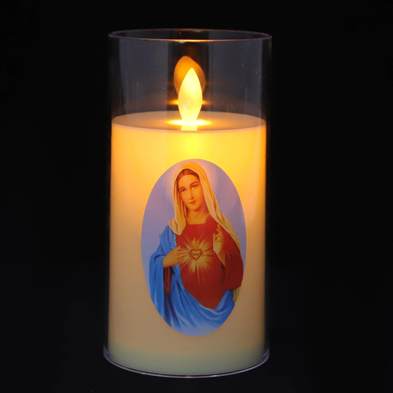 Smoke-free Atmosphere Light Candles Prayer Catholic Operated Swing Plastic Religious Virgin Mary LED