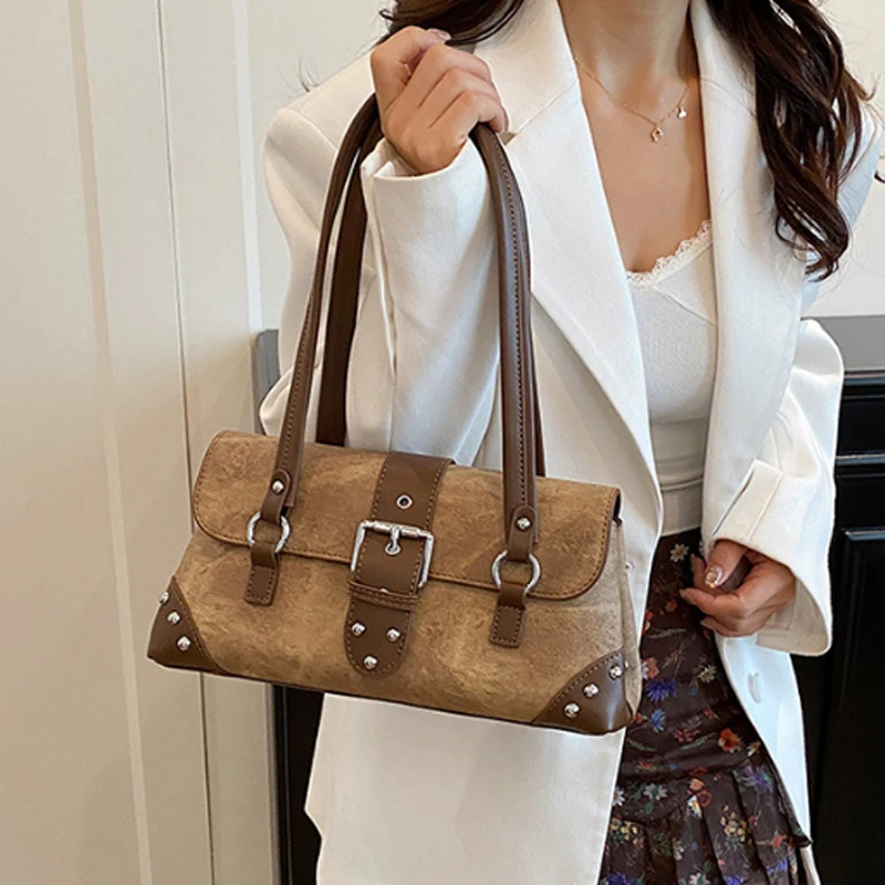 

Ретро мотоциклетная сумка, сумка для подмышек, новинка 2025, модная сумка через плечо из искусственной кожи, высококачественная дорожная сумка