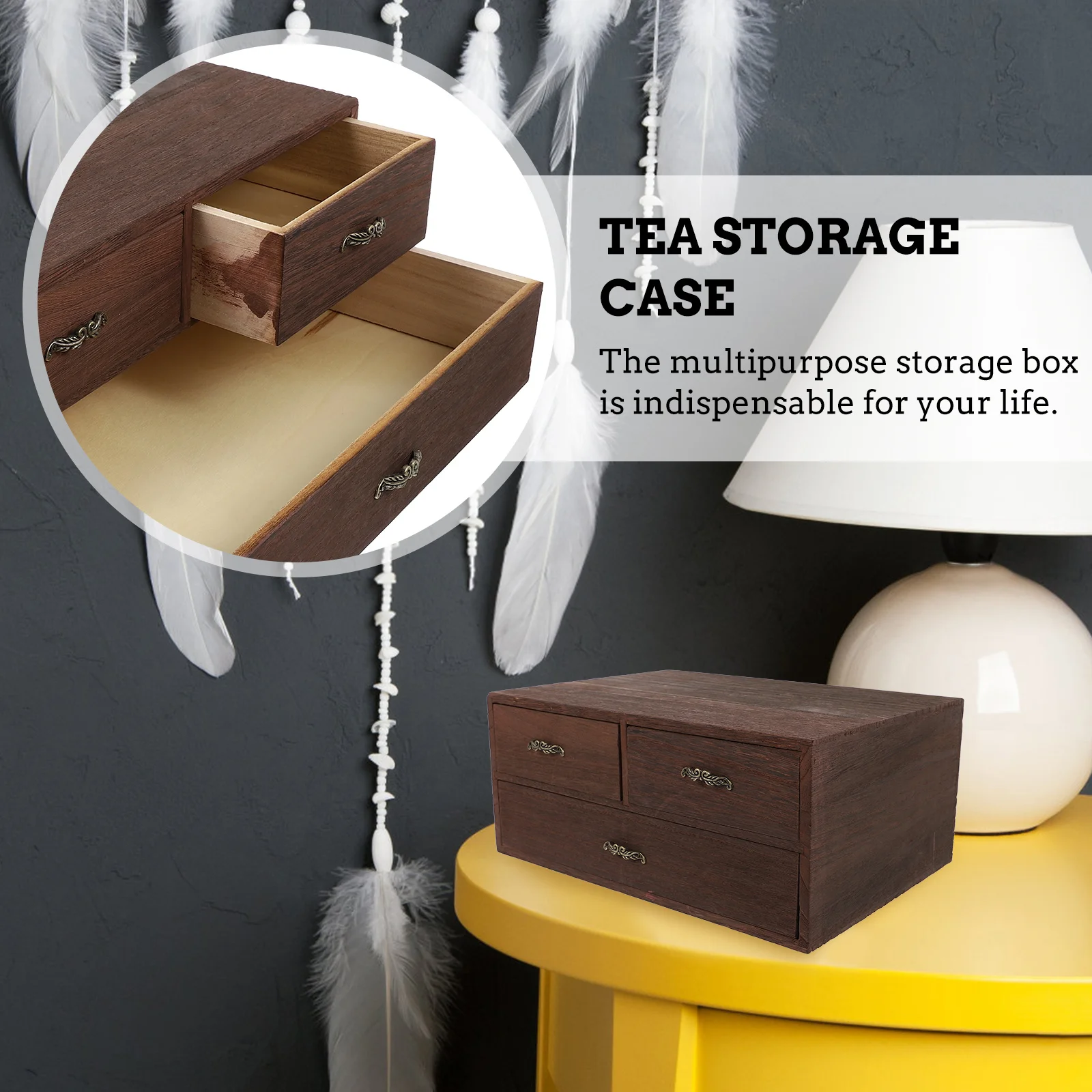 

Desktop Storage Box Vintage Design Multipurpose Storage Case for Home Office Kitchen Sundries Holder Sundries Container