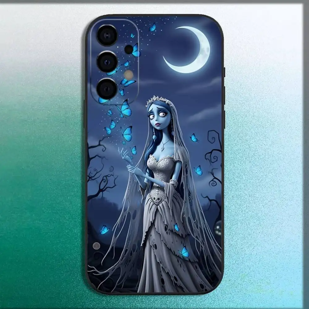 حافظة هاتف C-Corpse Movie Bride E-Emily لهاتف سامسونج جالاكسي A73,72,71,A52,51,40,41,A22,A32,31,A13,12,Note20 غلاف أسود ناعم