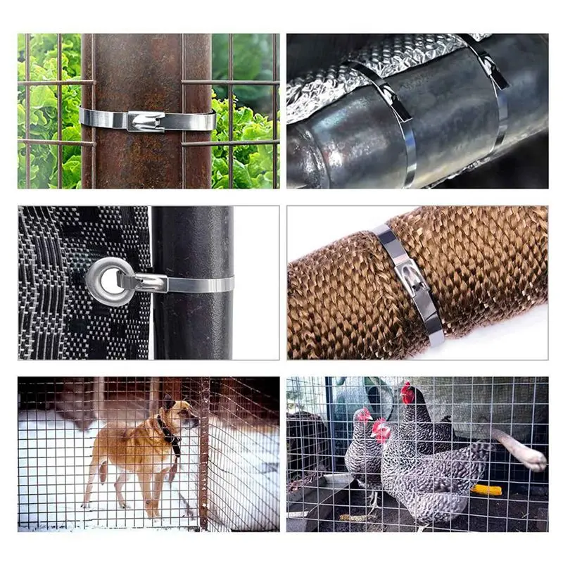DT39 Stainless Steel Zip Ties, Self-Locking Metal Cable Tie, 1000Pcs 4.6x300mm, Multi-Purpose for Outdoor Garden Chain Link