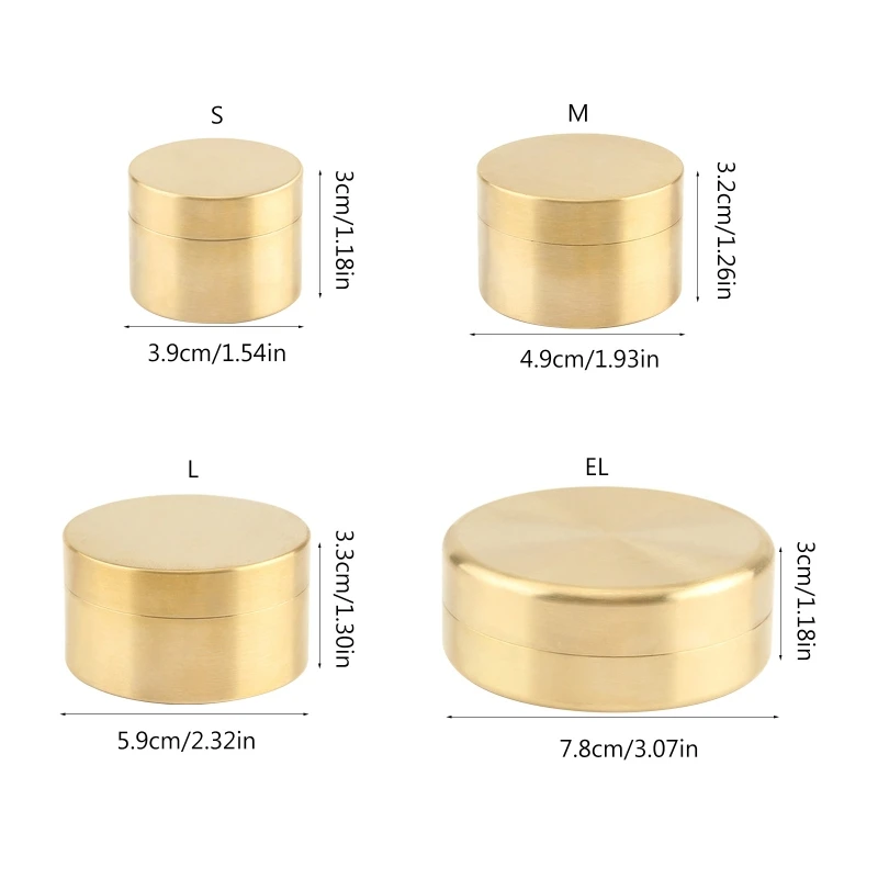 Brass Mini for Pill Container, Outdoor Waterproof Round Shape Brass Box Metal Jewelry Sealed Container Dustproof Storage