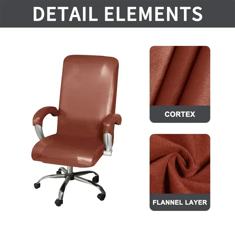 Waterproof Office Chair Cover Pu Leather Computer Gaming Chairs Slipcover Rotating Removable Armchair Protector Cover Study Room