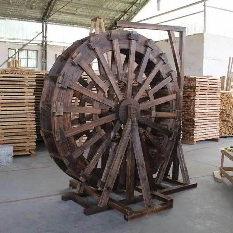 

Old-fashioned waterwheel anti-corrosion wood, old-fashioned old waterwheel, large wooden windmill rotation