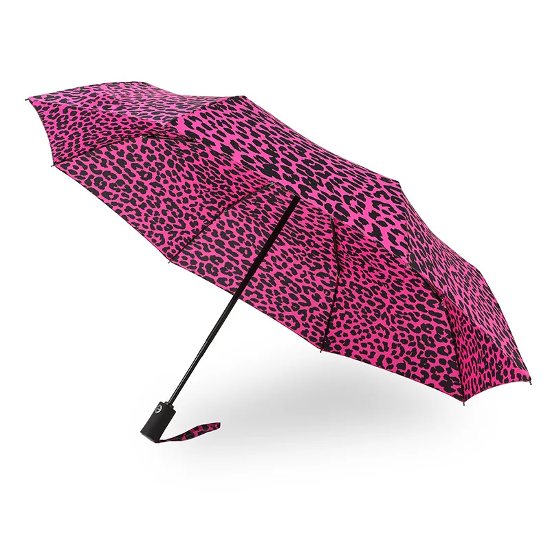 Leopard Print Automatic Umbrella Trend Folding Clear Umbrella