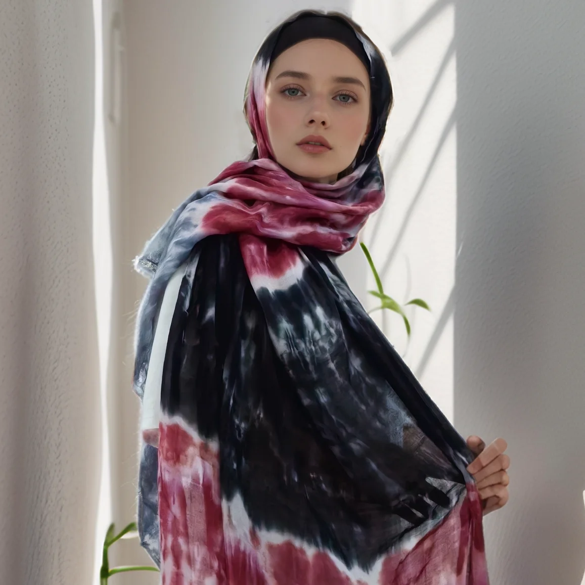 Fashion Tie Dye Scarf Ombre Print Design Cotton Viscose Soft Hijab New Headscarf Turban Solid Color Fashion Women Scarves