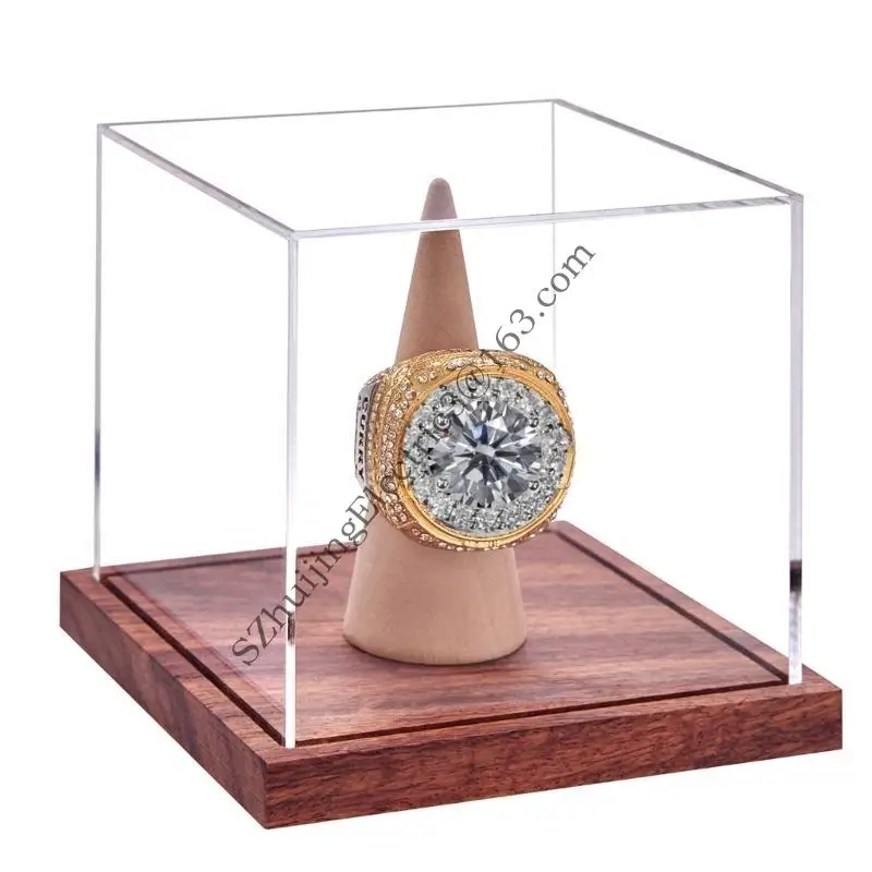 Sturdy Acrylic Rings Display Stand with Base Championship Rings Case Portable for Sports Accessory Storage