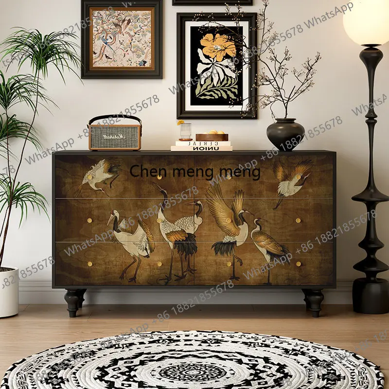 

French new Chinese six-chest cabinet drawer living room bedroom multi-functional storage living room dining side cabinet