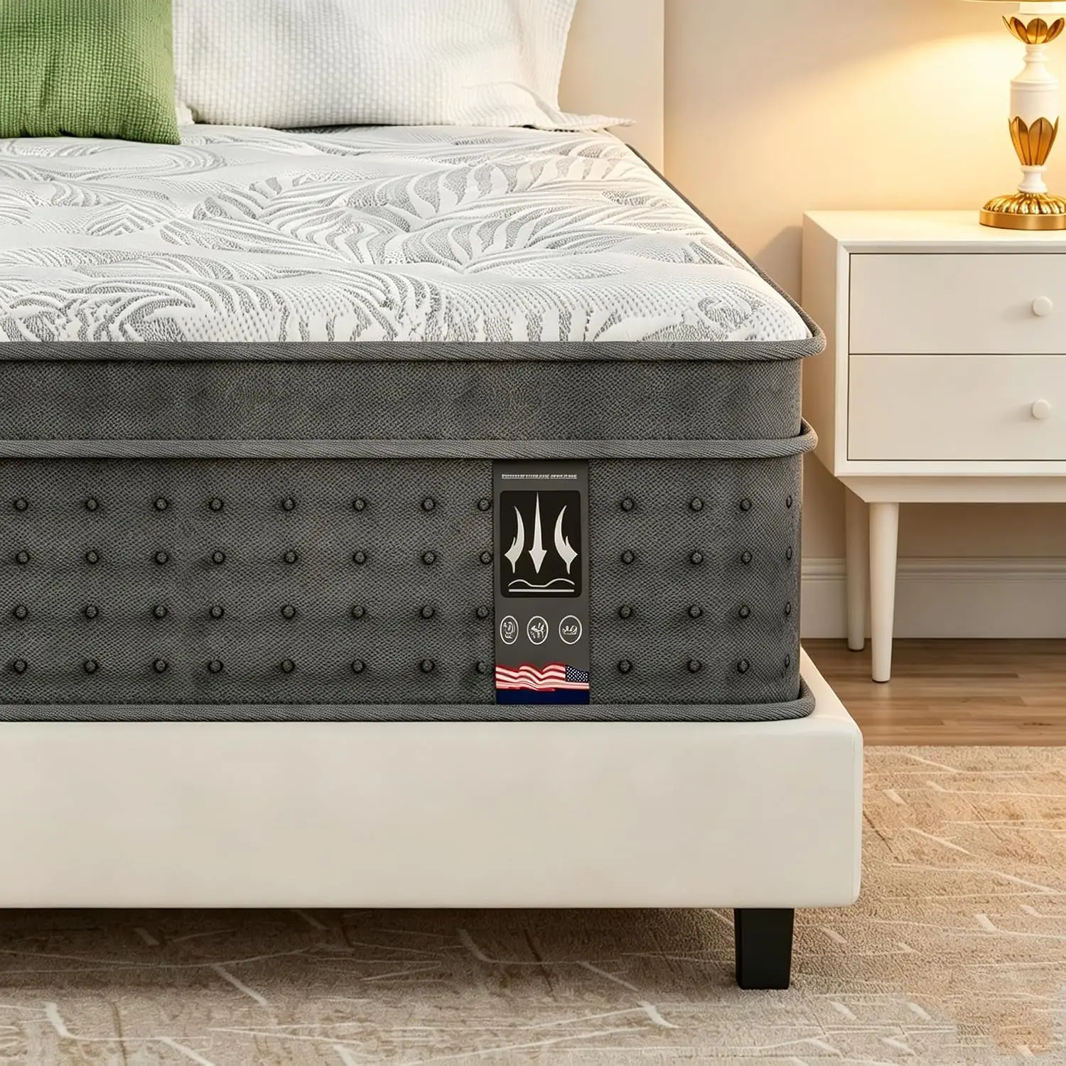 Twin XL Size Mattress 14 Inch, Hybrid XL Twin Size Mattress in a Box, Pocket Springs & Memory Foam for Motion, Custom