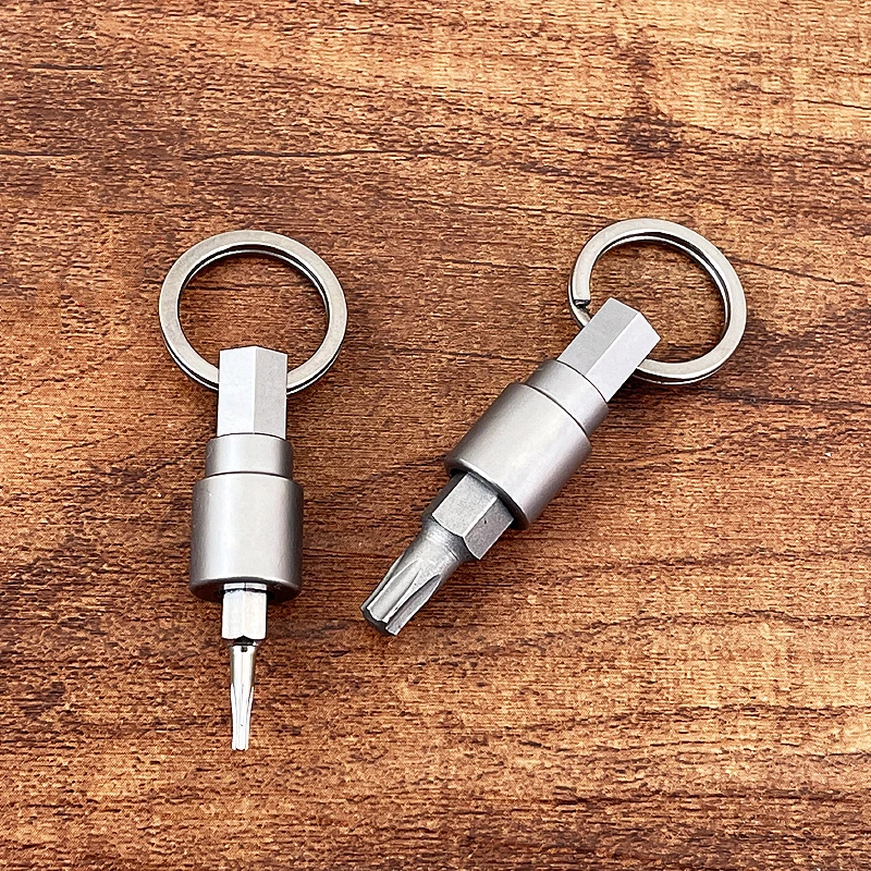 Imagem -05 - Titanium Alloy Mini Chave de Fenda Ferramenta Multifuncional Chaveiro Bit Pingente Desembalagem Magnética Diferentes mm Calibre mm